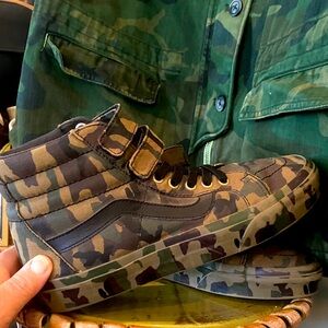 Vans Sk8 Hi Velcro Classic Camo Print Shoes Sneakers -   SZ 8 Men’s
